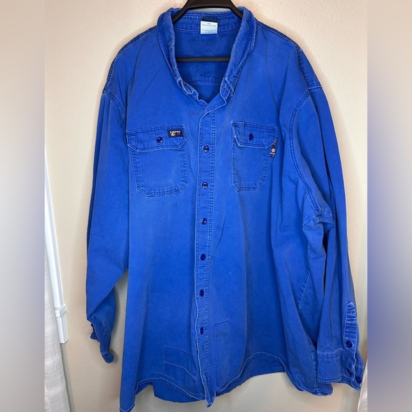 LAPCO FR Men’s Fire Resistant Button Down Shirt Size XXL Blue - Picture 1 of 8